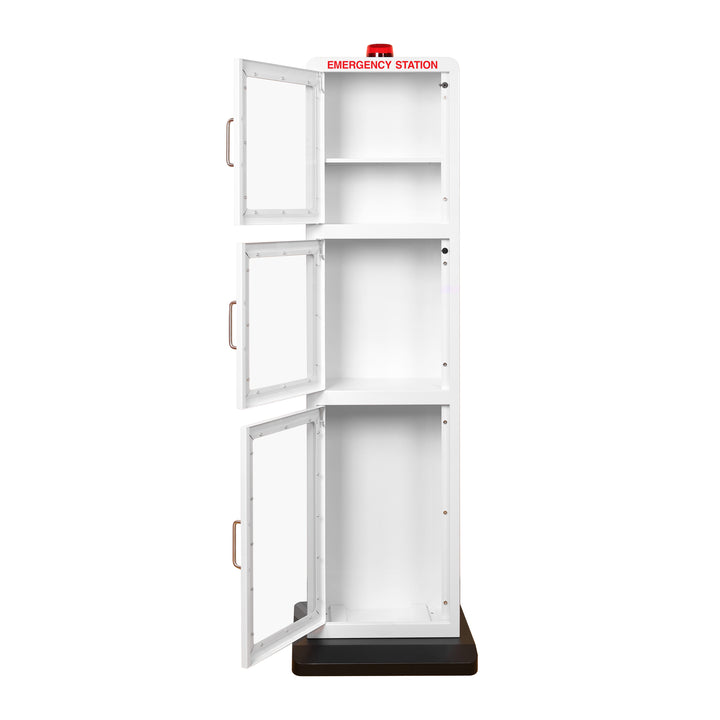 All-in-One Emergency Safe Station Floor Stand – AED, Naloxone, First Aid & Fire Storage - White / Standard (Indoor & Outdoor Use)-White / Heating Included -  12