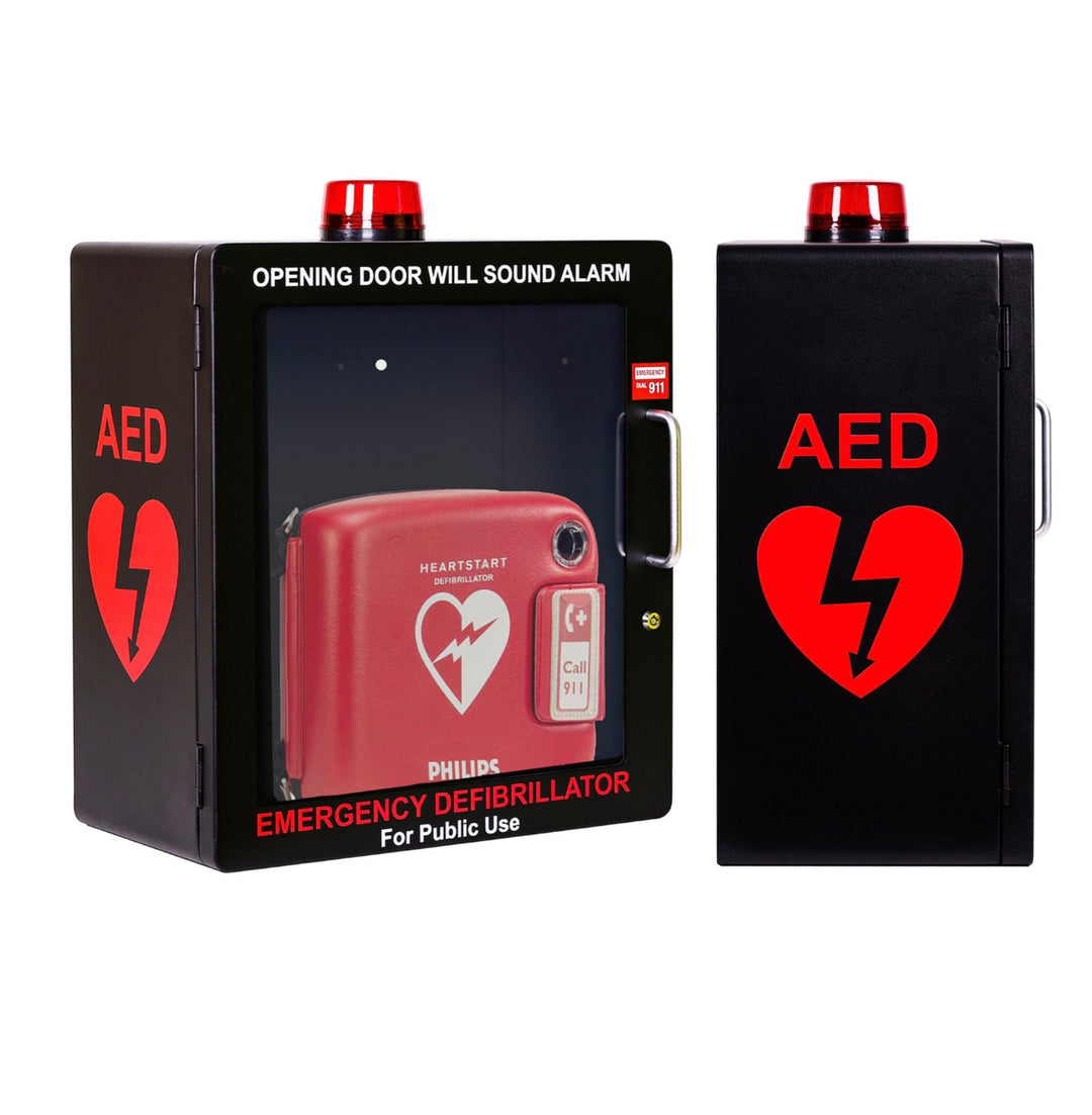 AED Defibrillator Wall Mount Cabinet | Optional Alarm & Lock | Durable Steel Frame | Fits All Brands of AED's for Public Spaces or Home