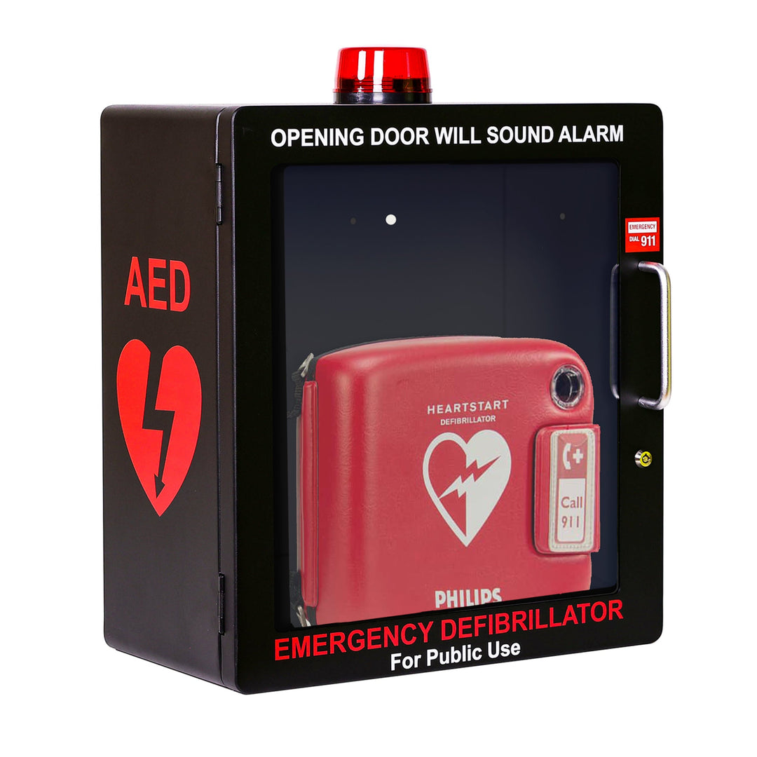 AED Defibrillator Wall Mount Cabinet | Optional Alarm & Lock | Durable Steel Frame | Fits All Brands of AED's for Public Spaces or Home