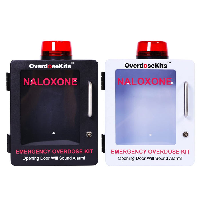 Naloxone Overdose Emergency Kit Cabinet - Designed for Wall Mount & Public Access (Optional Alarm & Lock)