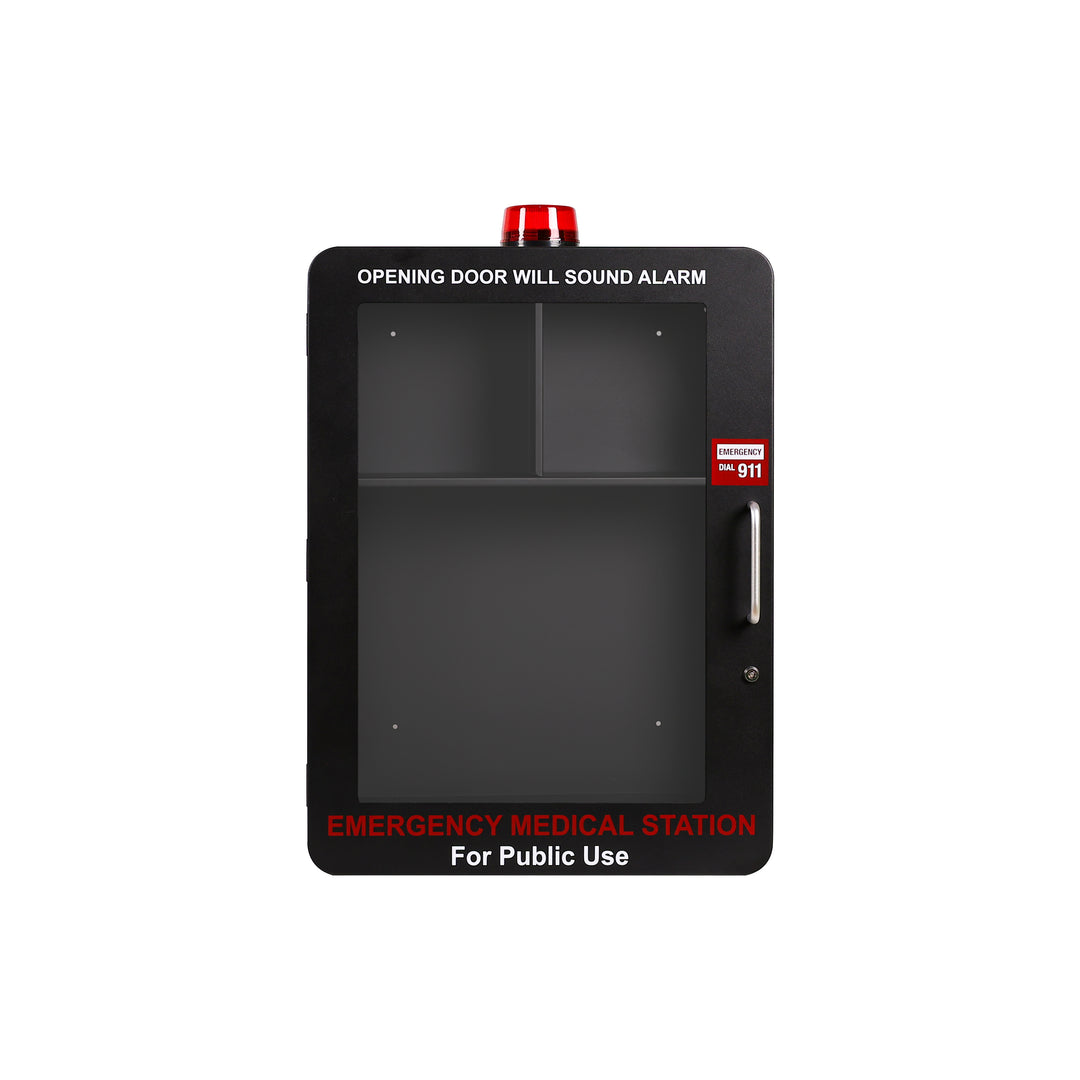 Emergency Medical Station | AED & Naloxone Wall Mount Cabinet Designed to Store AED's, Naloxone Overdose Kits, Bleeding Control Kits & First Aid Kits for Public Spaces