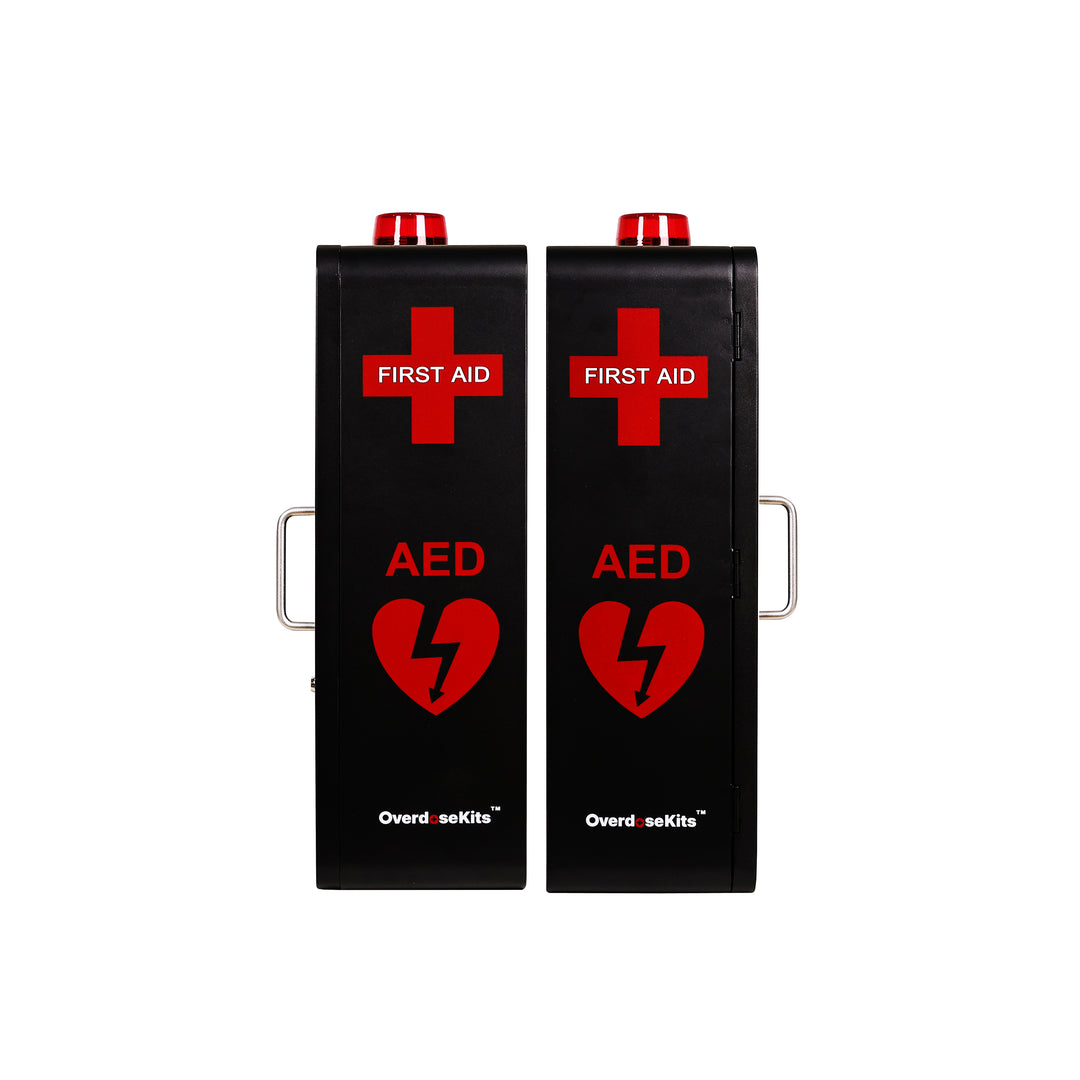 Emergency Medical Station | AED & Naloxone Wall Mount Cabinet Designed to Store AED's, Naloxone Overdose Kits, Bleeding Control Kits & First Aid Kits for Public Spaces