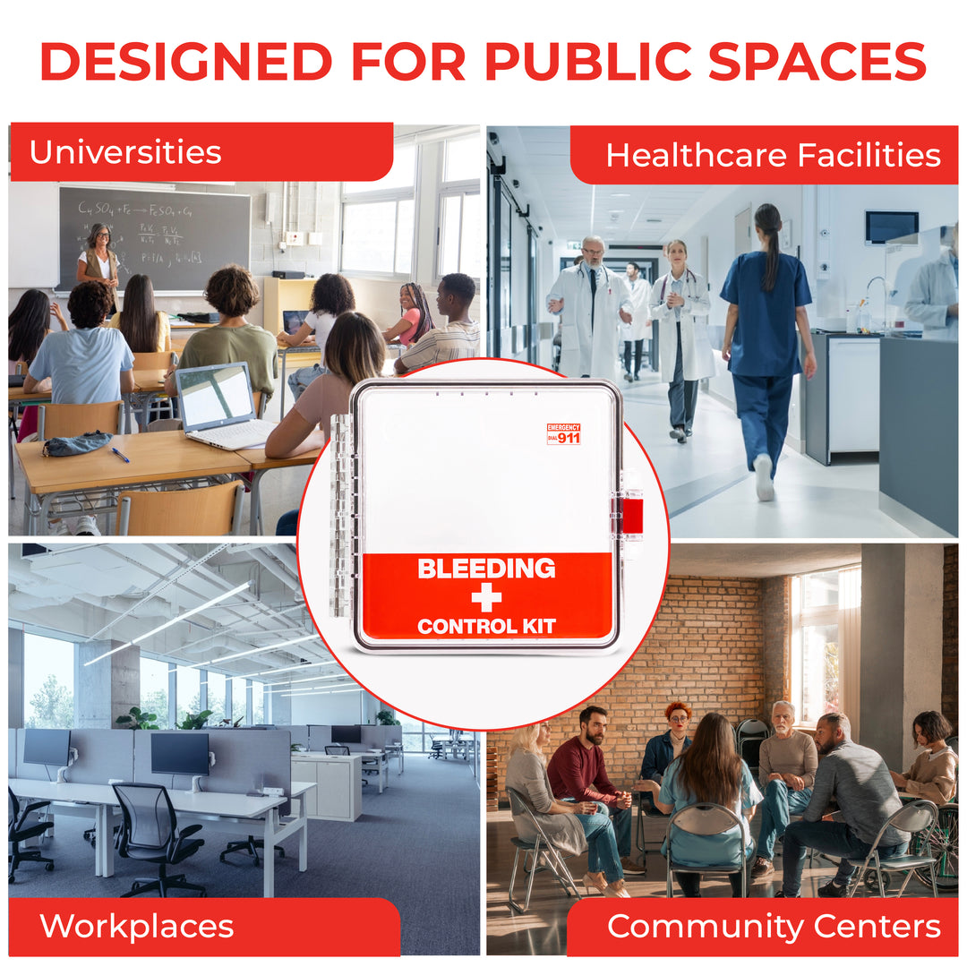 Bleeding Control Kit + Outdoor Emergency Wall Mount Cabinet
