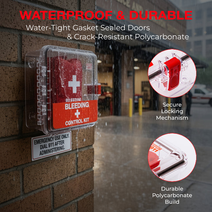 Bleeding Control Kit + Outdoor Emergency Wall Mount Cabinet