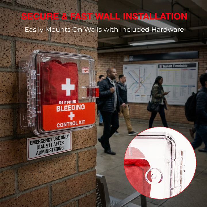 Bleeding Control Kit + Outdoor Emergency Wall Mount Cabinet