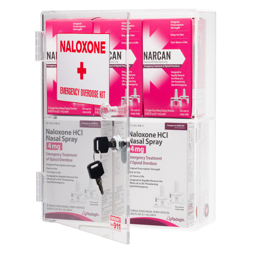 Naloxone & Bleeding Control Kit Emergency Wall Mount Cabinet (Clear)