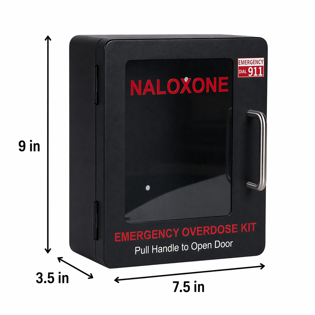 Naloxone Overdose Emergency Kit Wall Mount Cabinet Box with Sign - No Alarm or Lock