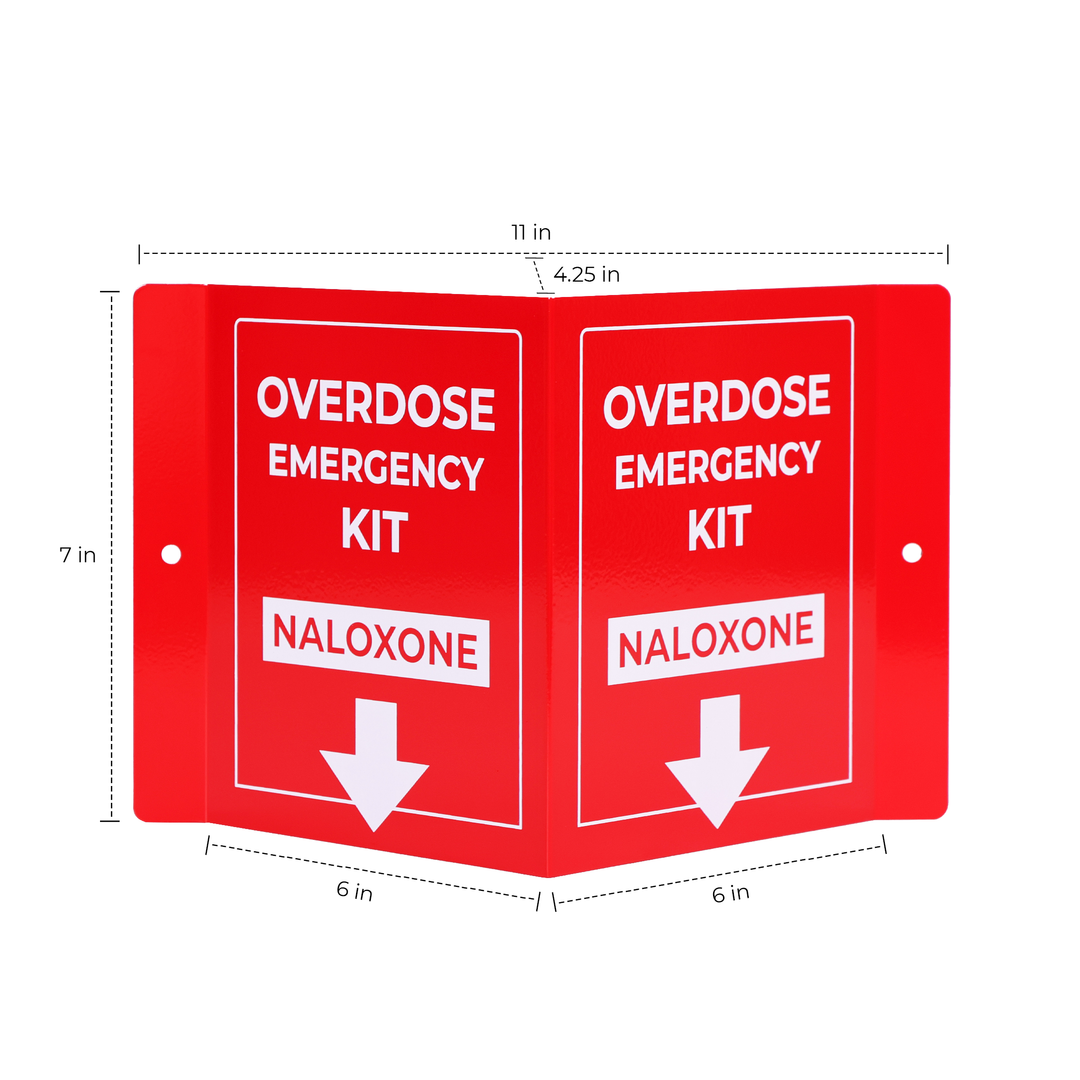 Overdose Emergency Kit Naloxone 3D Sign - Red