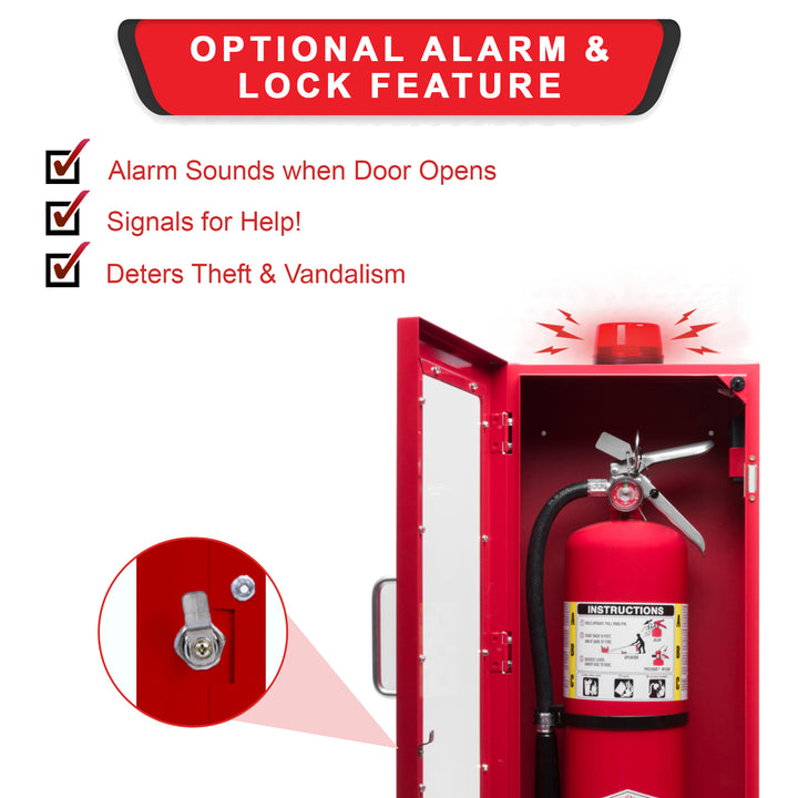 Fire Extinguisher Wall Mount Cabinet with Alarm & Lock – Available 5 lb & 10 lb Sizes - White / 5 lb-White / 10 lb-Red / 5 lb-Red / 10 lb-Black / 5 lb -  6