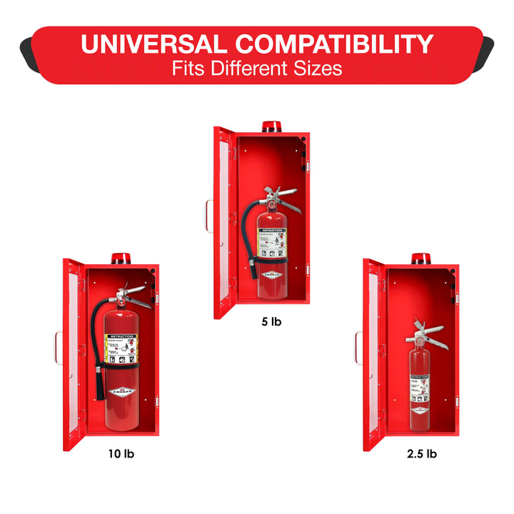 Fire Extinguisher Wall Mount Cabinet with Alarm & Lock – Available 5 lb & 10 lb Sizes - White / 5 lb-White / 10 lb-Red / 5 lb-Red / 10 lb-Black / 5 lb -  16