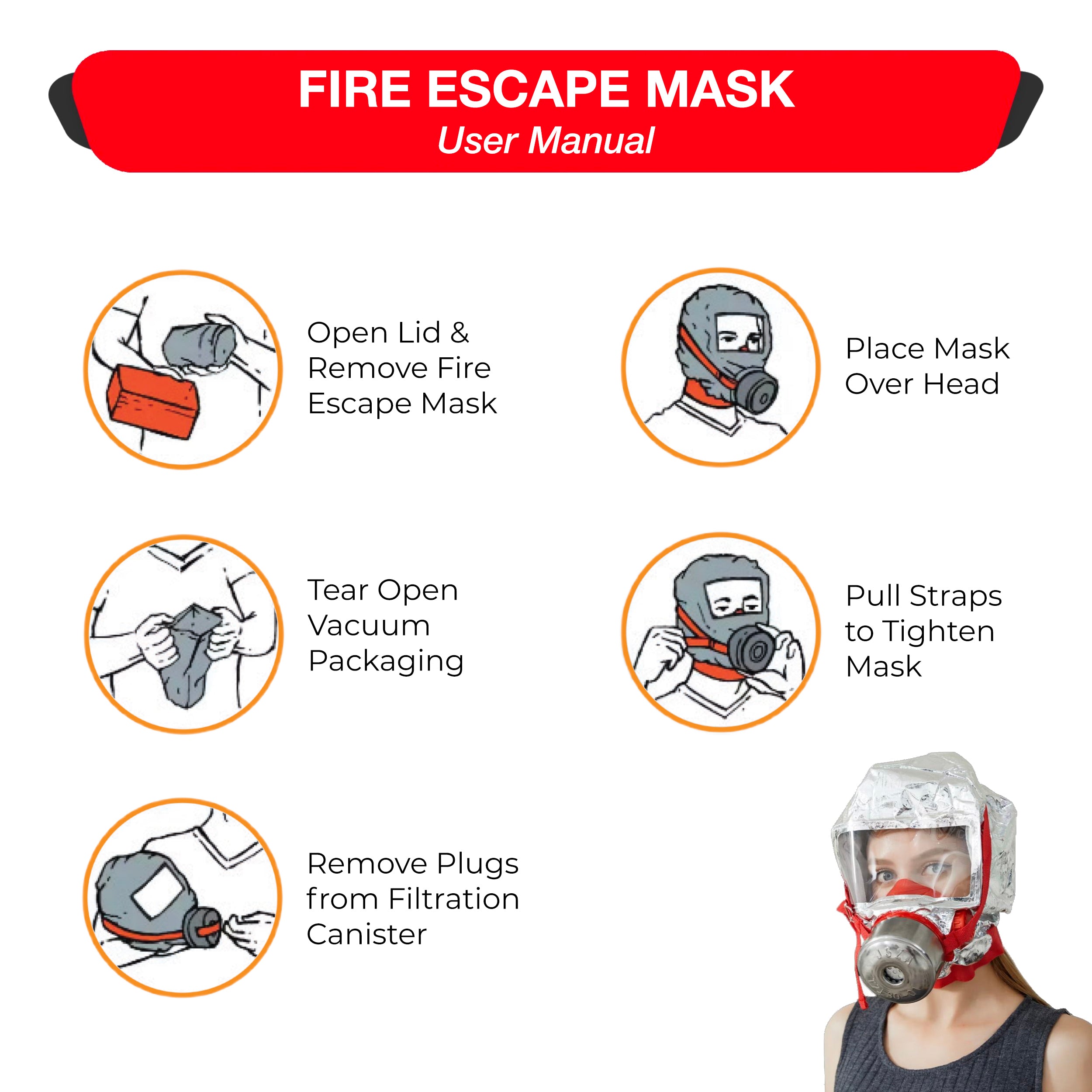 ▷ Fire Escape Mask & Hood | Smoke & CO Respirator – 30 Min Use