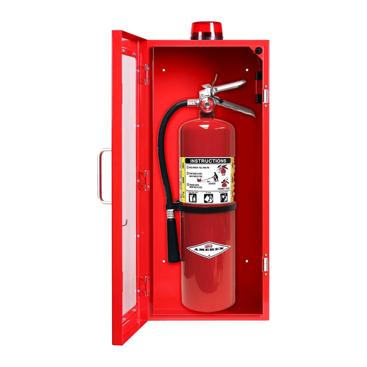 Fire Extinguisher Cabinet | Wall & Surface Mount | Holds 2.5 pound, 5 lb or 10 lb Extinguishers | Optional Alarm & Lock | Fire Safety Instructions Included