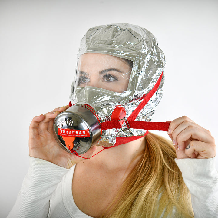 Fire Emergency Escape Mask & Hood | Respirator Protection Against Smoke, Carbon Monoxide & Other Fire Contaminants | 30 Minute Protection