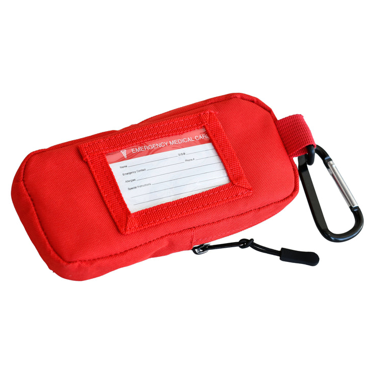 EpiPen Insulated Carry Case | Slim & Compact Design Holds 2 EpiPens & Medical Accessories | Made of Heavy Duty Canvas | Carabiner & Medical Id Card Included