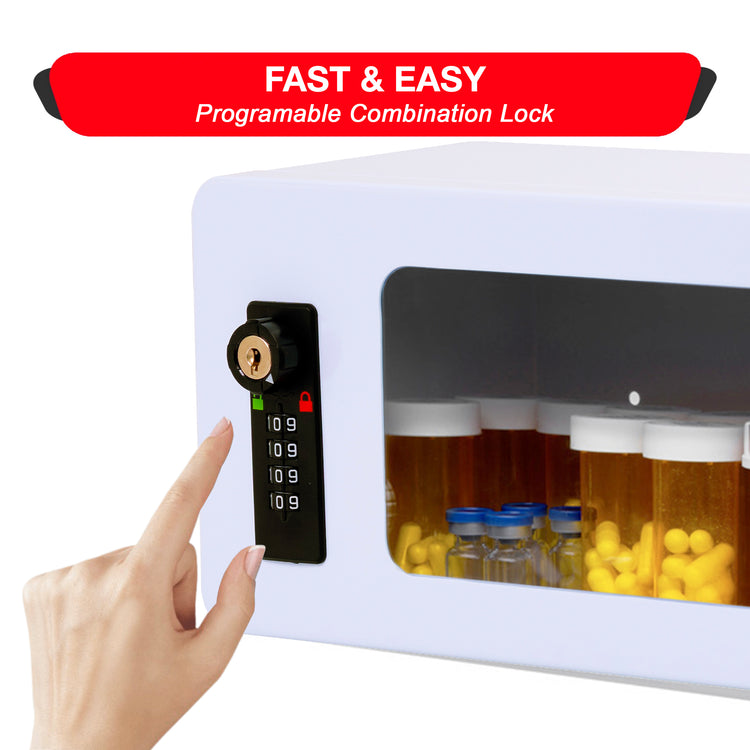 Narcotic Medicine Lock Box with Keypad – Wall & Fridge Safe – Overdose Kits