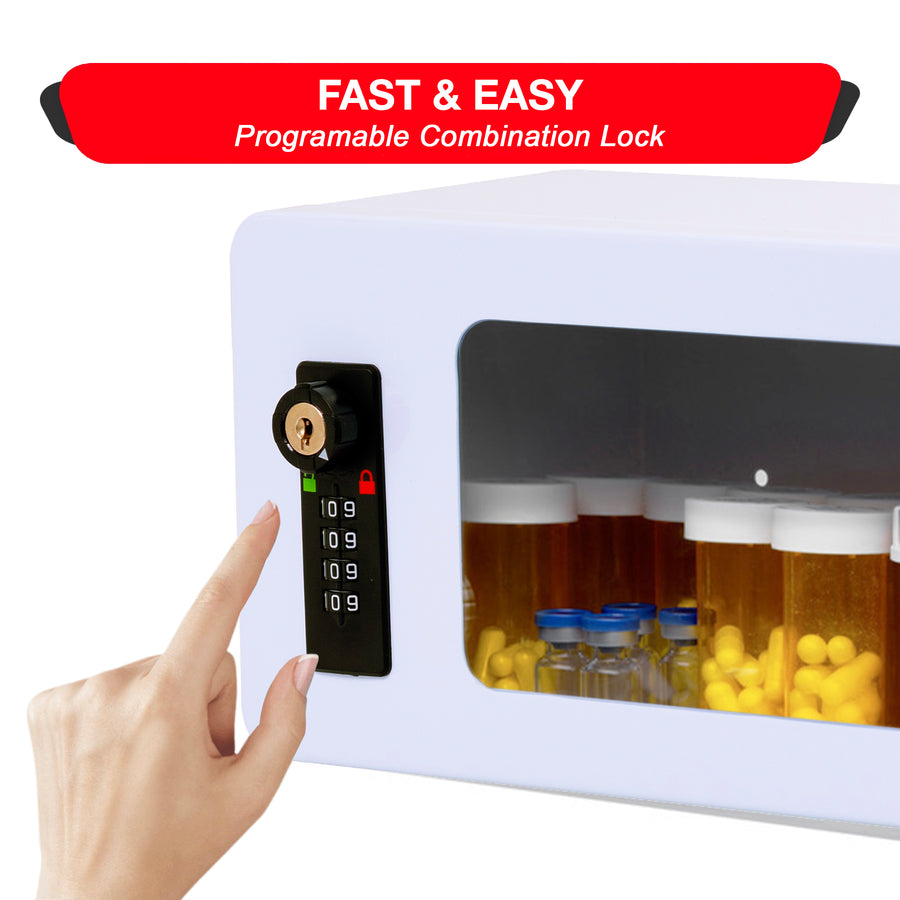 Narcotic Medicine Lock Box with Keypad – Wall & Fridge Safe – Overdose Kits