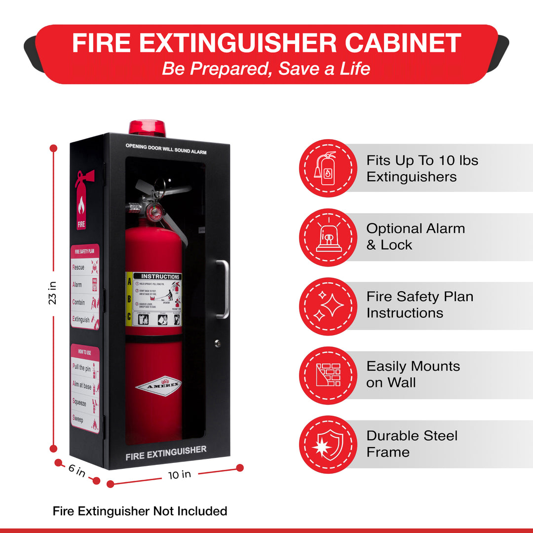Fire Extinguisher Wall Mount Cabinet with Alarm & Lock – Available 5 lb & 10 lb Sizes