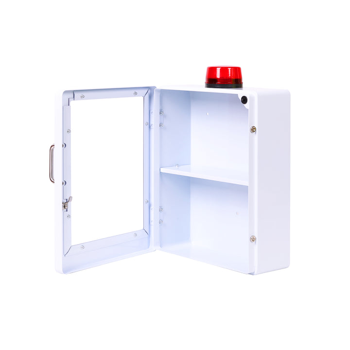 Large Naloxone Emergency Kit Cabinet - First Aid & Naloxone Compartments - White / Alarm & Lock -  10