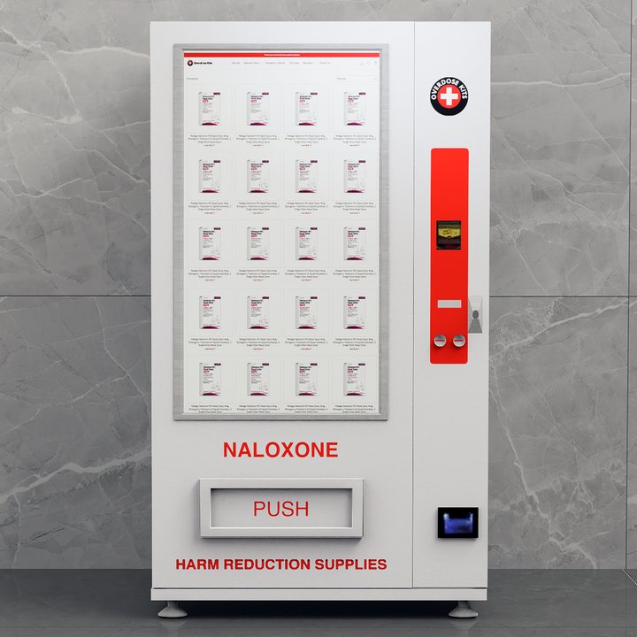 Naloxone Harm Reduction Vending Machine with 49" Video Screen