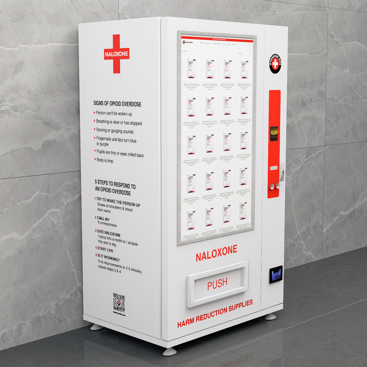 Naloxone Harm Reduction Vending Machine with 49" Video Screen