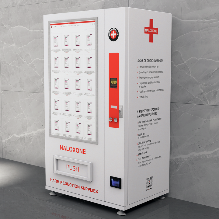 Naloxone Harm Reduction Vending Machine with 49" Video Screen