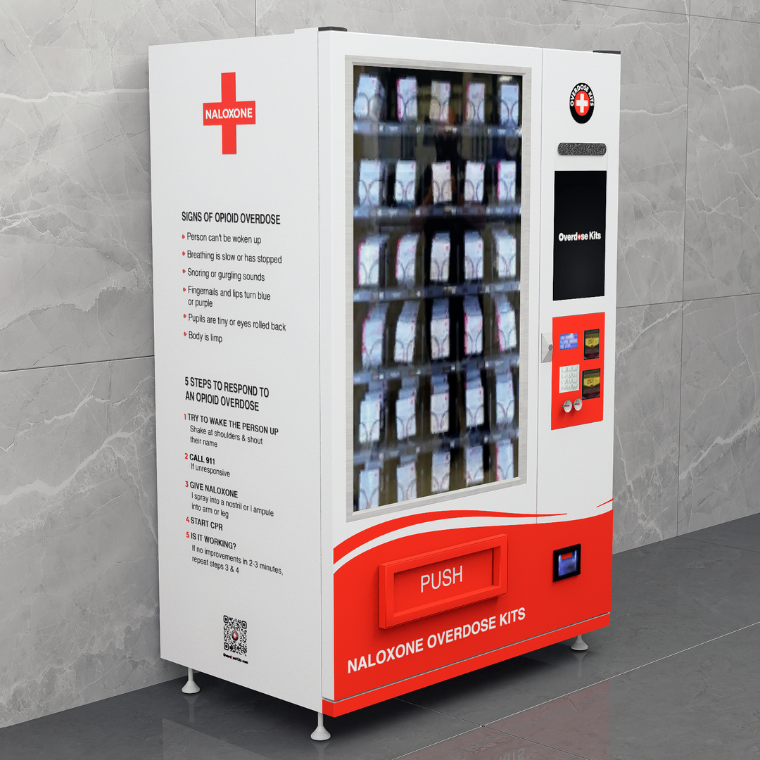 Naloxone Harm Reduction Vending Machine with 22" Video Screen