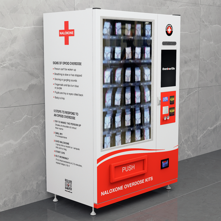 Naloxone Harm Reduction Vending Machine with 22" Video Screen