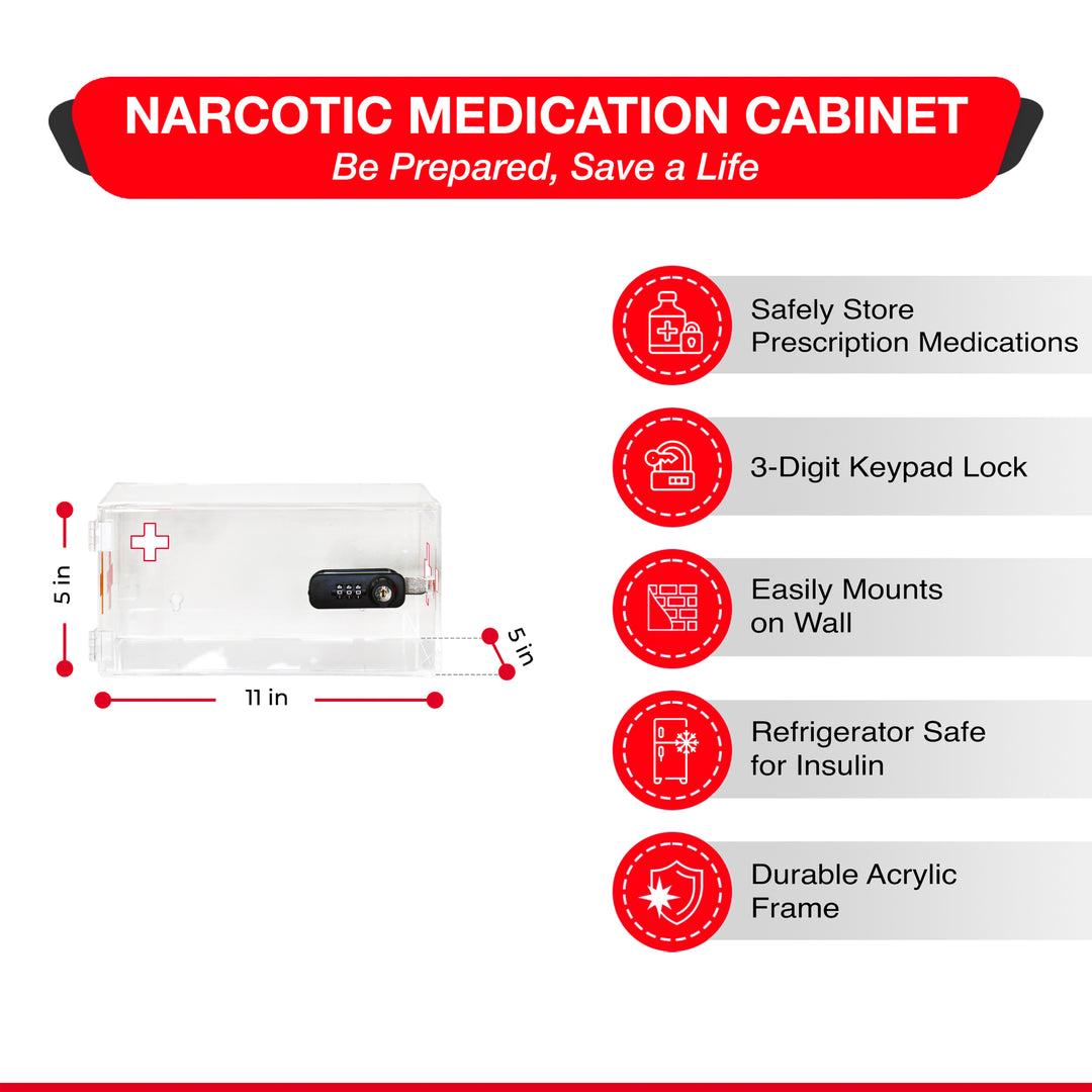 Medicine Lock Box Wall Mount Cabinet with Combination Keypad Lock - Default Title -  5