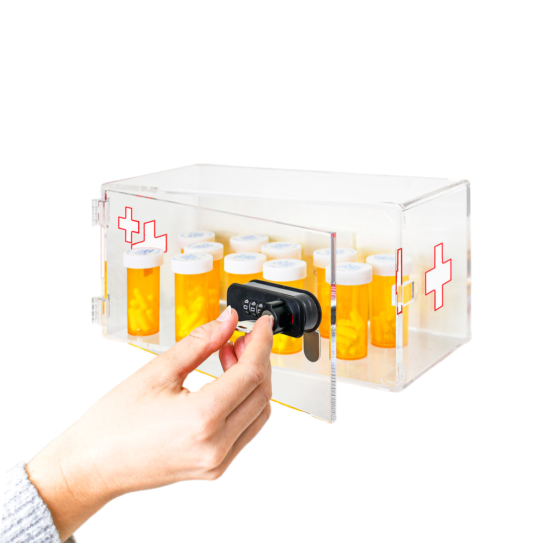 Medicine Lock Box Wall Mount Cabinet with Combination Keypad Lock - Default Title -  3
