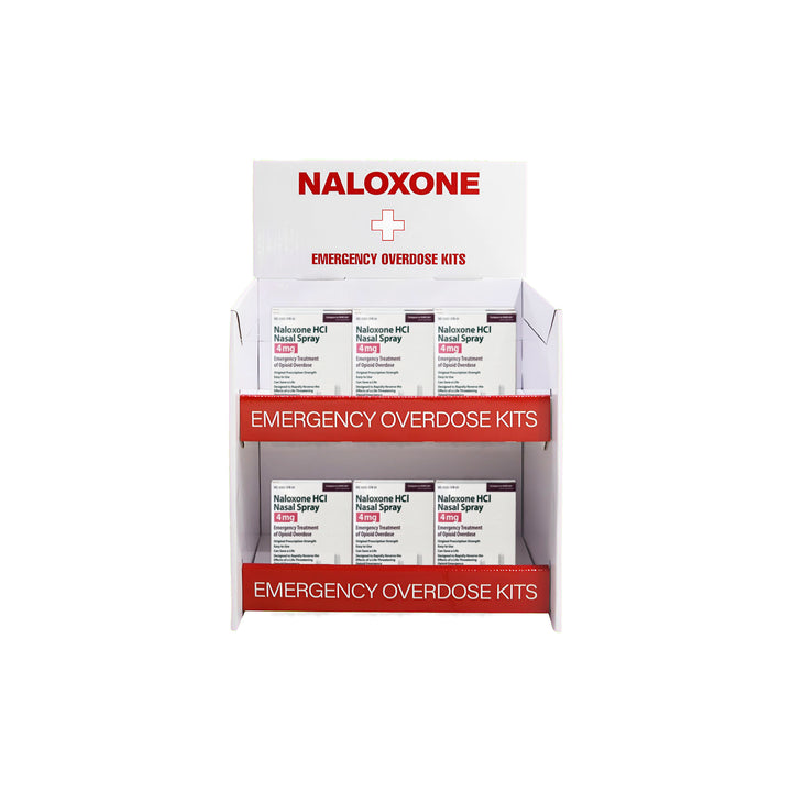 Naloxone Distribution Tabletop Stand - Holds 24 Boxes of Naloxone - Short Table Stand -  1