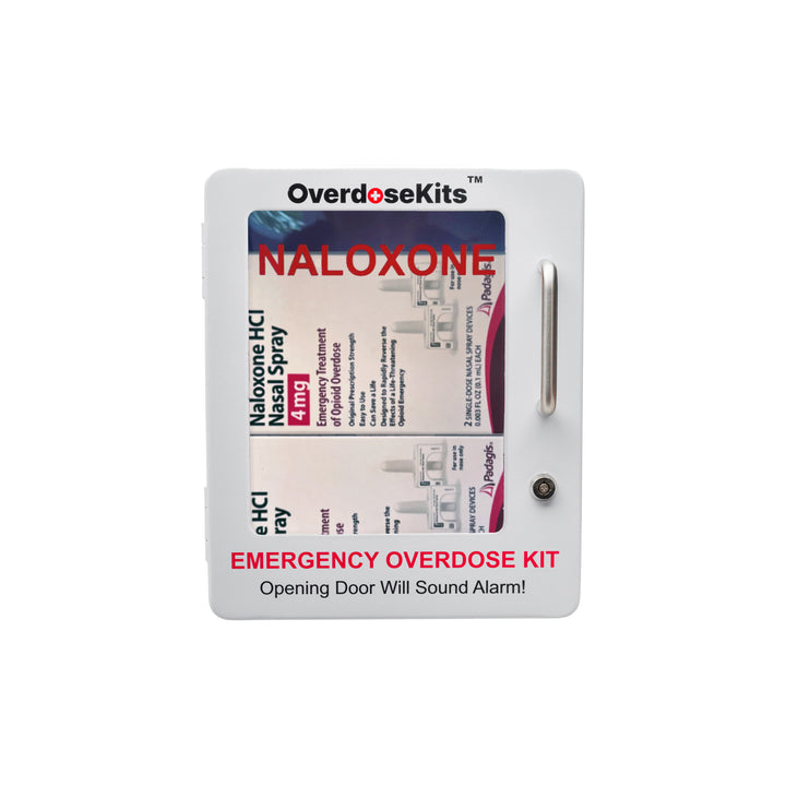 Naloxone Emergency Kit Wall Mount Cabinet Box | With Alarm & Lock | For Publicly Accessible Naloxone - Black -  1437399