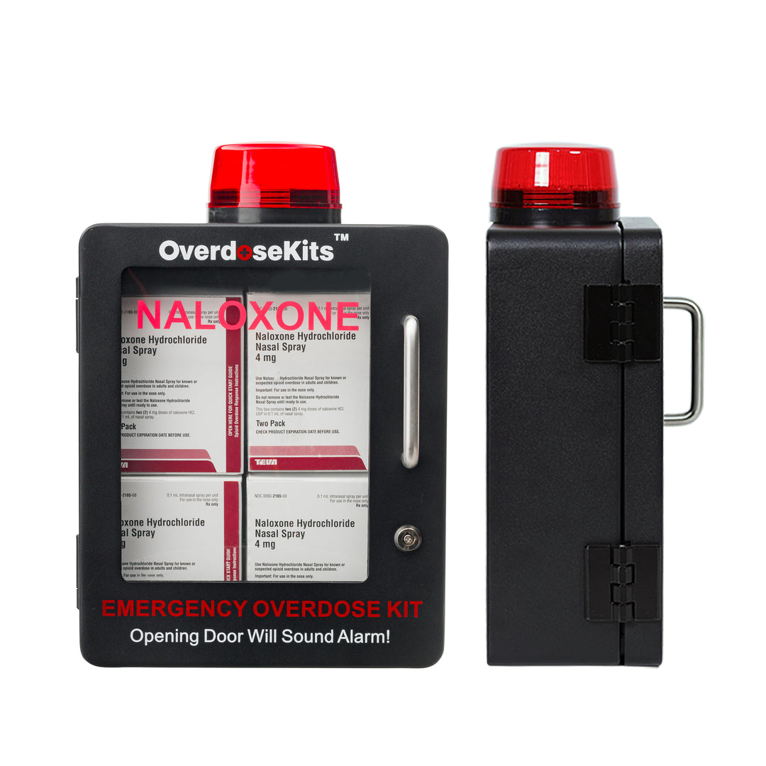 Naloxone Emergency Kit Wall Mount Cabinet Box | With Alarm & Lock | For Publicly Accessible Naloxone - Black -  94694270