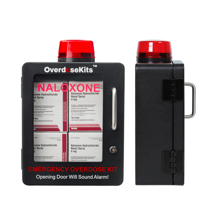 Naloxone Emergency Kit Wall Mount Cabinet Box | With Alarm & Lock | For Publicly Accessible Naloxone - Black -  94694270