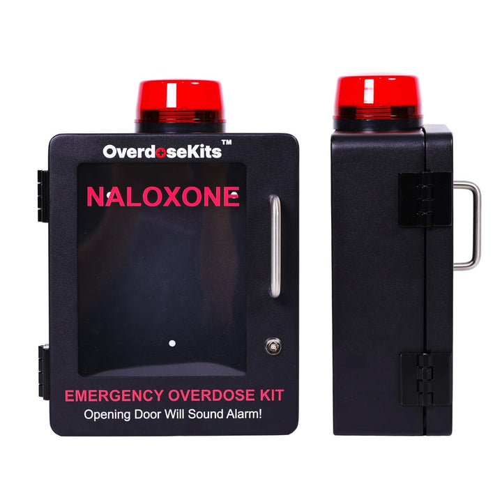 Naloxone Emergency Kit Wall Mount Cabinet Box | With Alarm & Lock | For Publicly Accessible Naloxone - Black -  57043452
