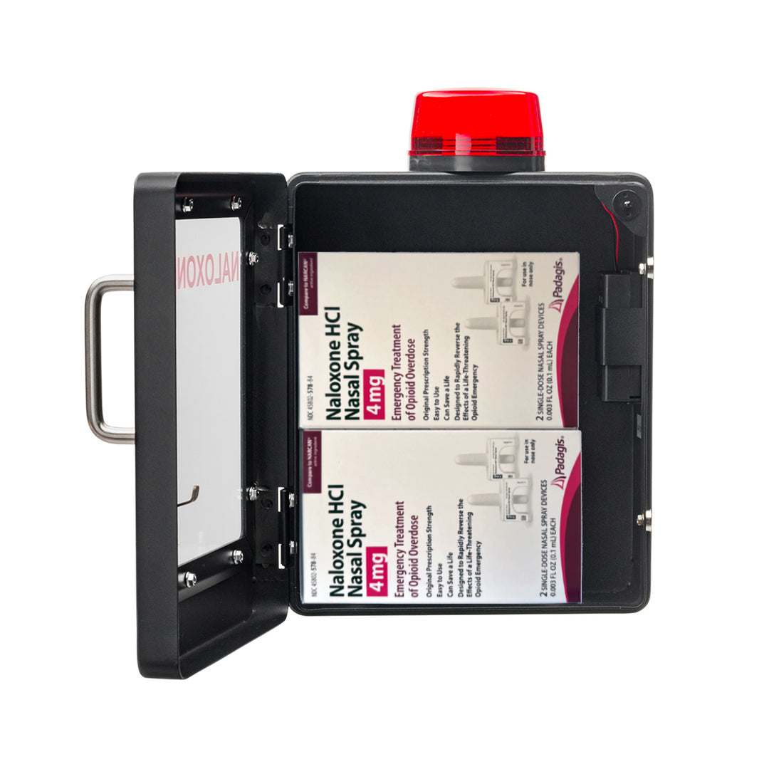 Naloxone Emergency Kit Wall Mount Cabinet Box | With Alarm & Lock | For Publicly Accessible Naloxone - Black -  70435620
