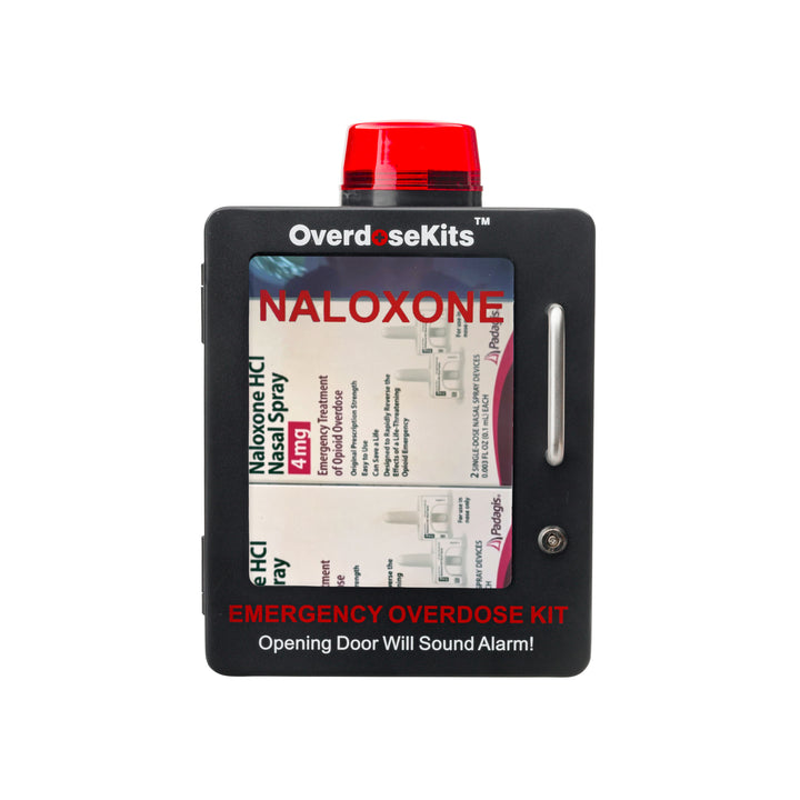 Naloxone Emergency Kit Wall Mount Cabinet Box | With Alarm & Lock | For Publicly Accessible Naloxone - Black -  15274383