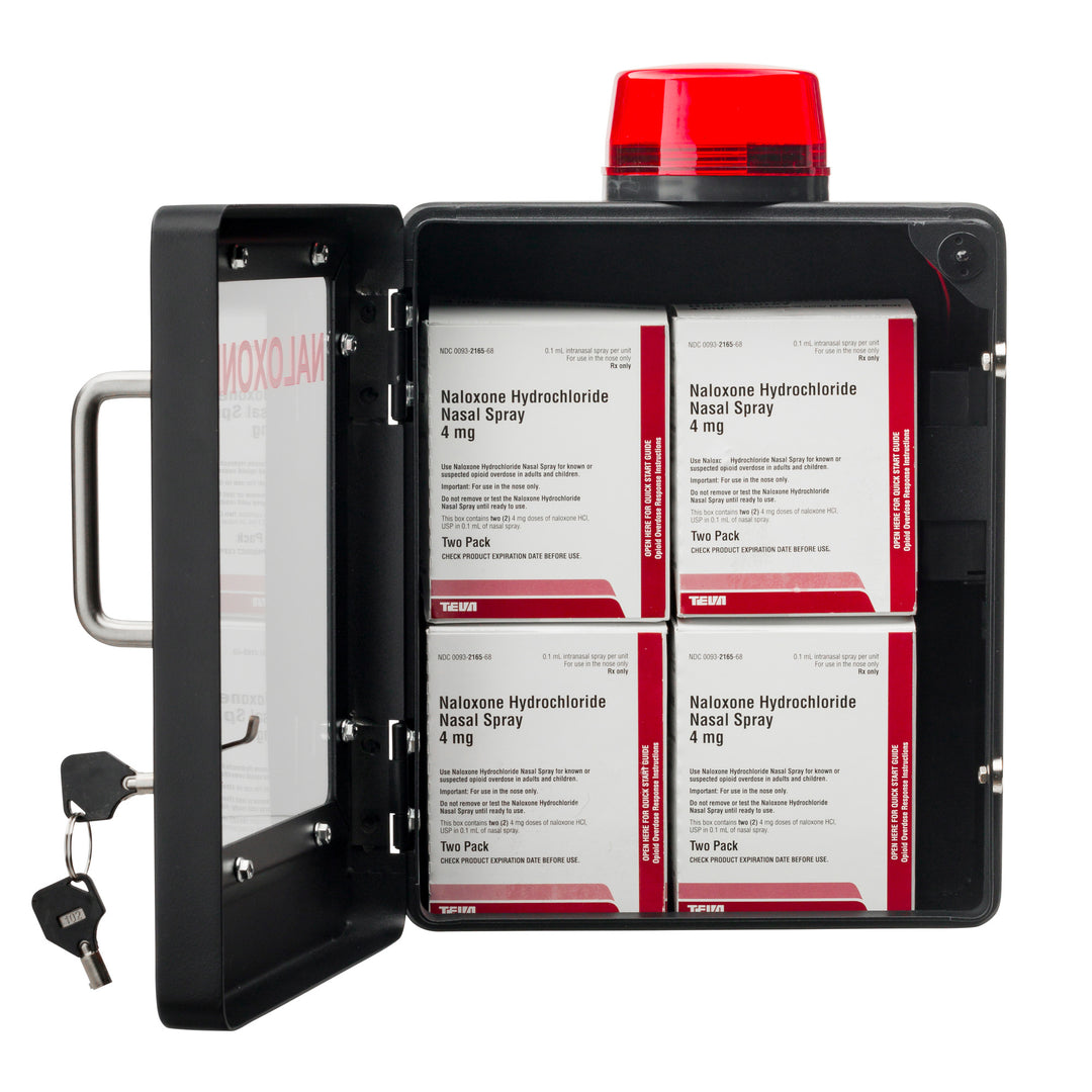 Naloxone Emergency Kit Wall Mount Cabinet Box | With Alarm & Lock | For Publicly Accessible Naloxone - Black -  98698280