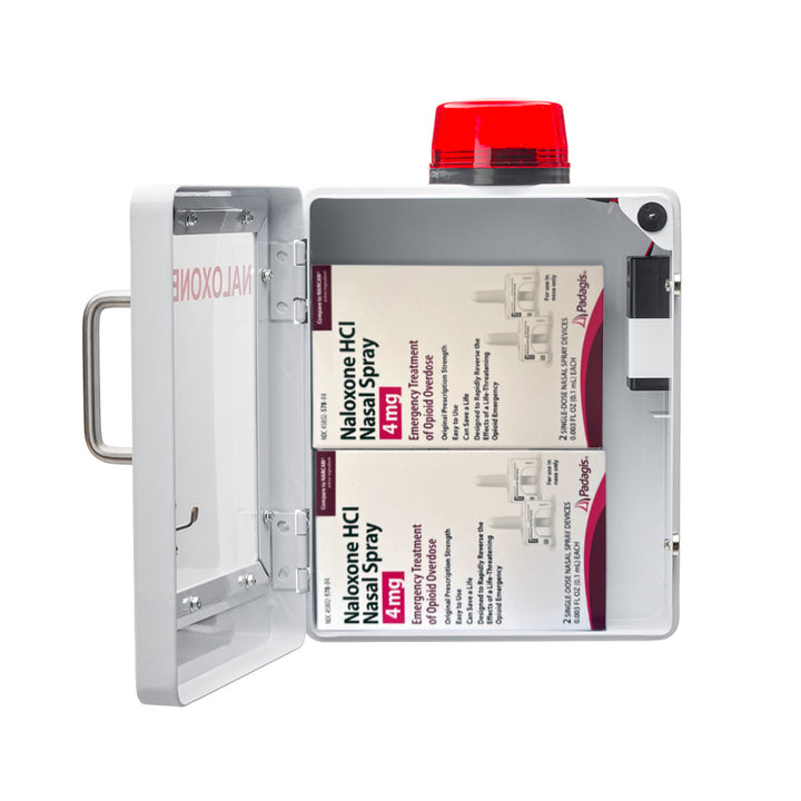 Naloxone Emergency Kit Wall Mount Cabinet Box | With Alarm & Lock | For Publicly Accessible Naloxone - Black -  13239517