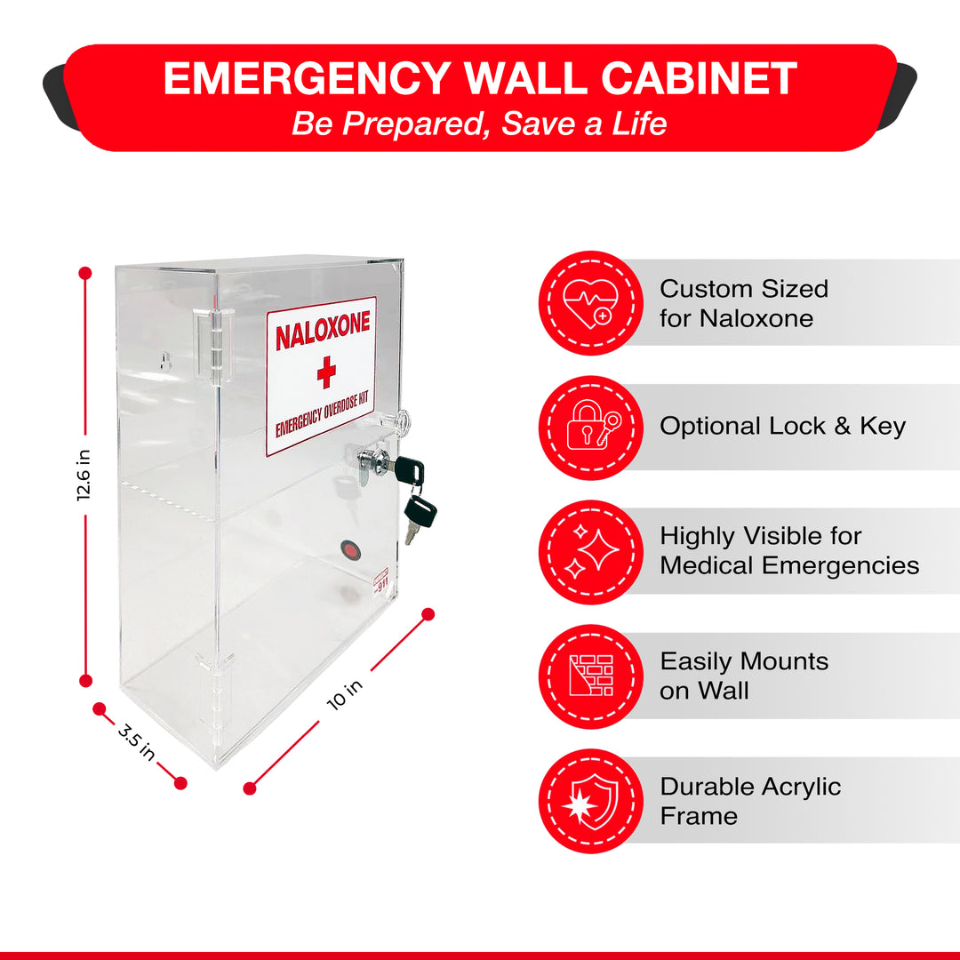 Naloxone & Bleeding Control Kit Emergency Wall Mount Cabinet (Clear)