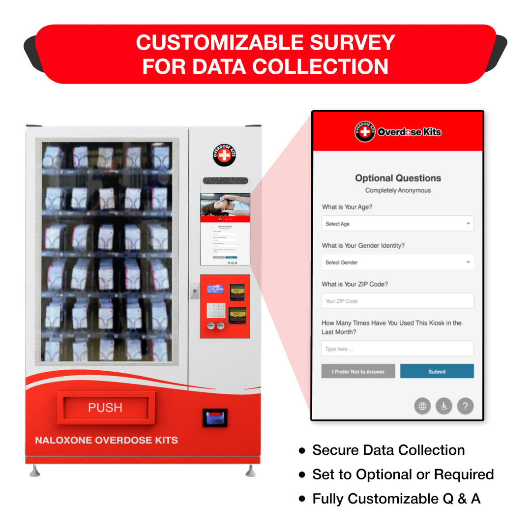 Naloxone Harm Reduction Smart Vending Machine with 22" Video Screen