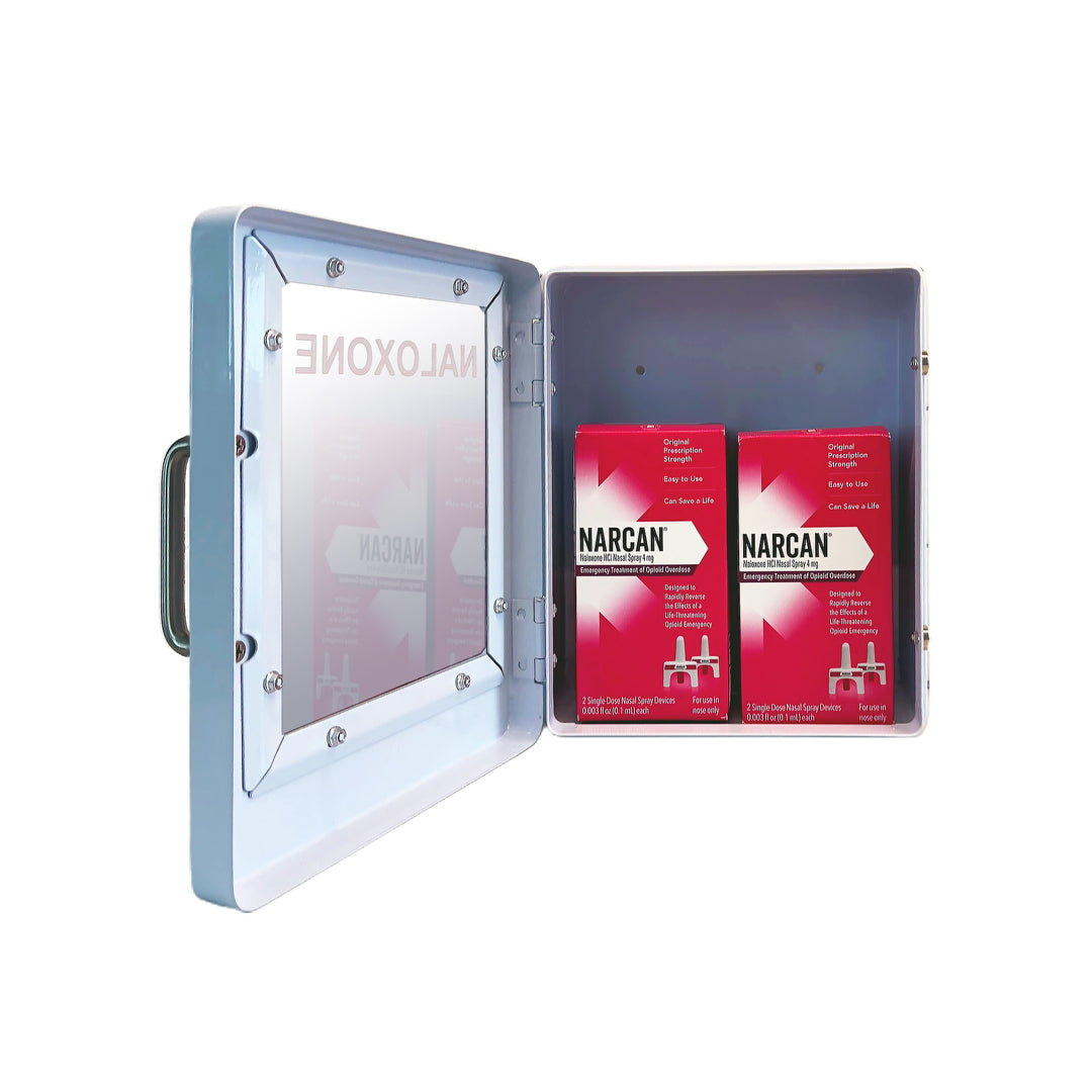 Naloxone Overdose Emergency Kit Cabinet - Designed for Wall Mount & Public Access  (No Alarm or Lock)