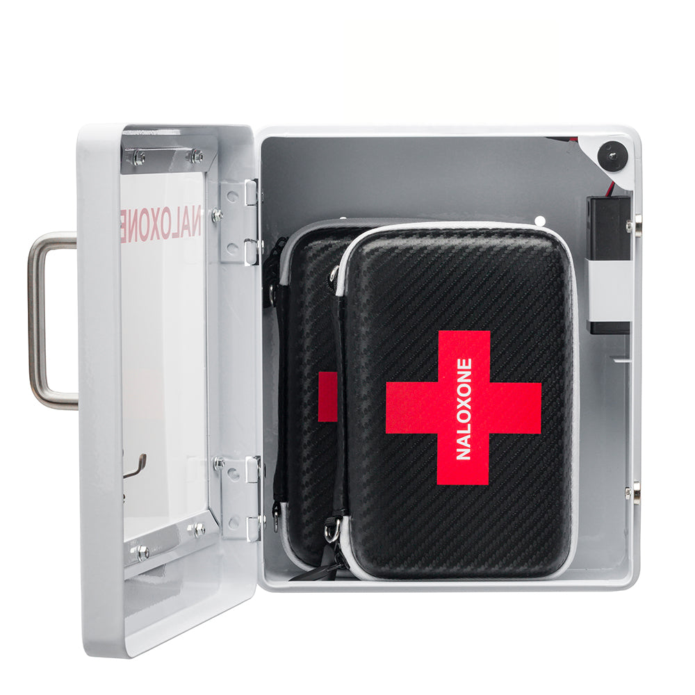 Naloxone Overdose Emergency Kit Cabinet - Designed for Wall Mount & Public Access  (No Alarm or Lock)