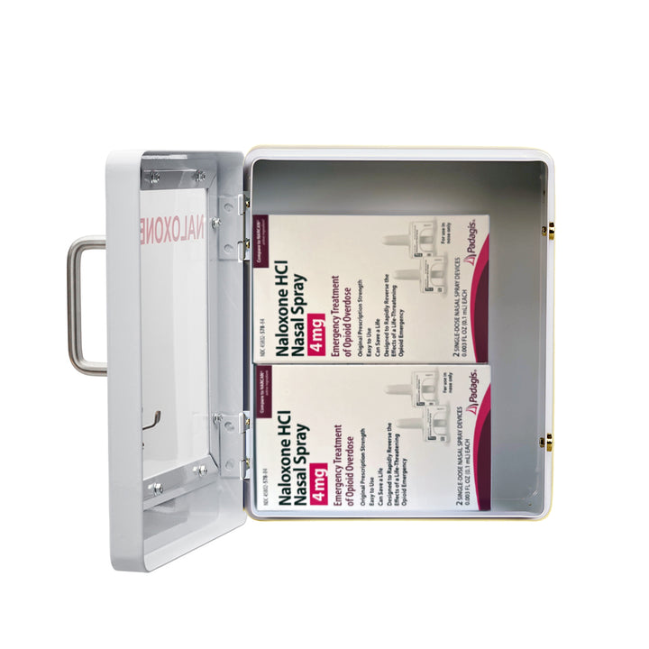 Naloxone Emergency Kit Wall Mount Cabinet Box – Public Access with Optional Alarm