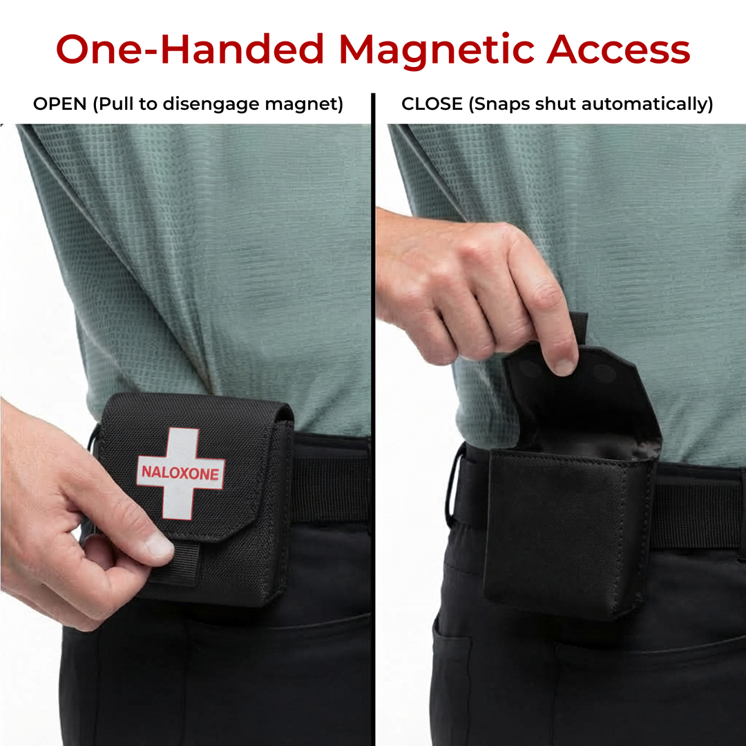 Naloxone Duty Belt Pouch Case - One-Hand Quick Access - MOLLE Compatible