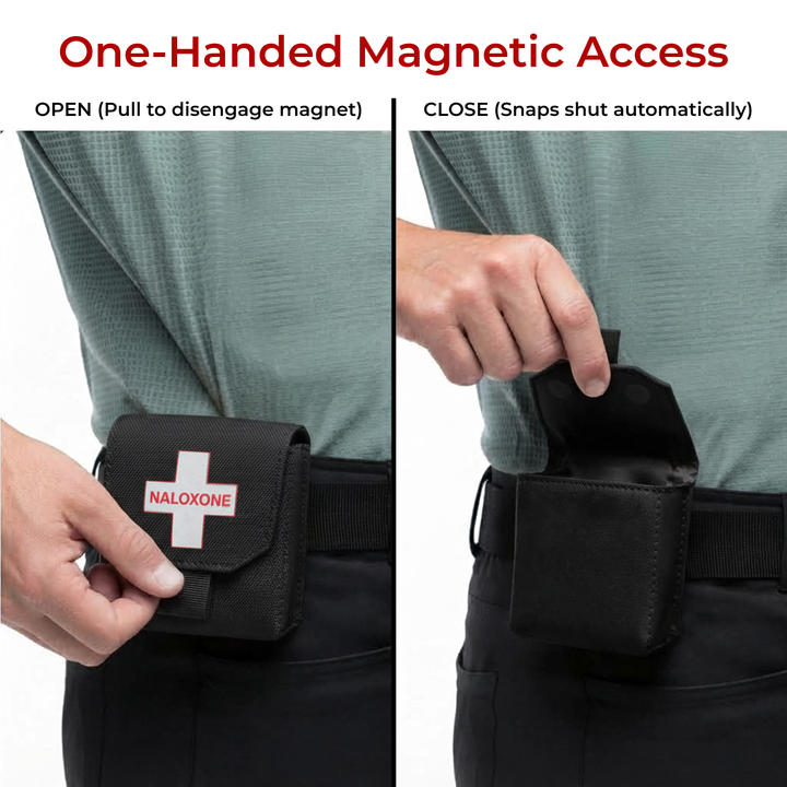Naloxone Duty Belt Pouch Case - One-Hand Quick Access - MOLLE Compatible