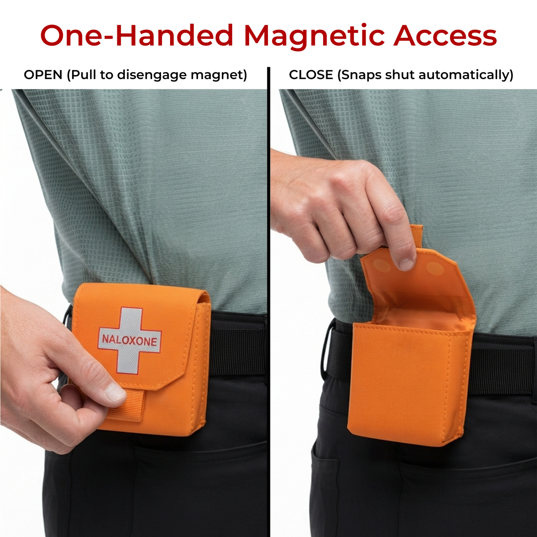 Naloxone Duty Belt Pouch Case - One-Hand Quick Access - MOLLE Compatible