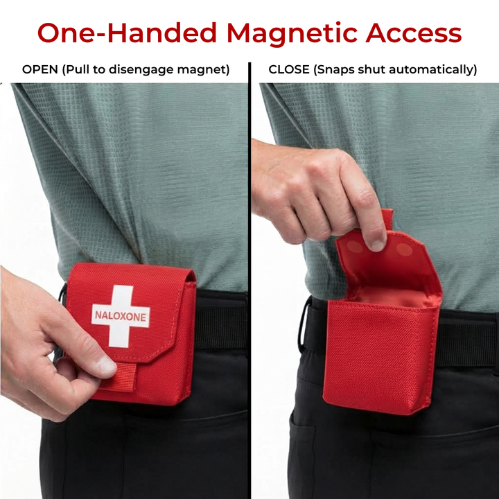 Naloxone Duty Belt Pouch Case - One-Hand Quick Access - MOLLE Compatible