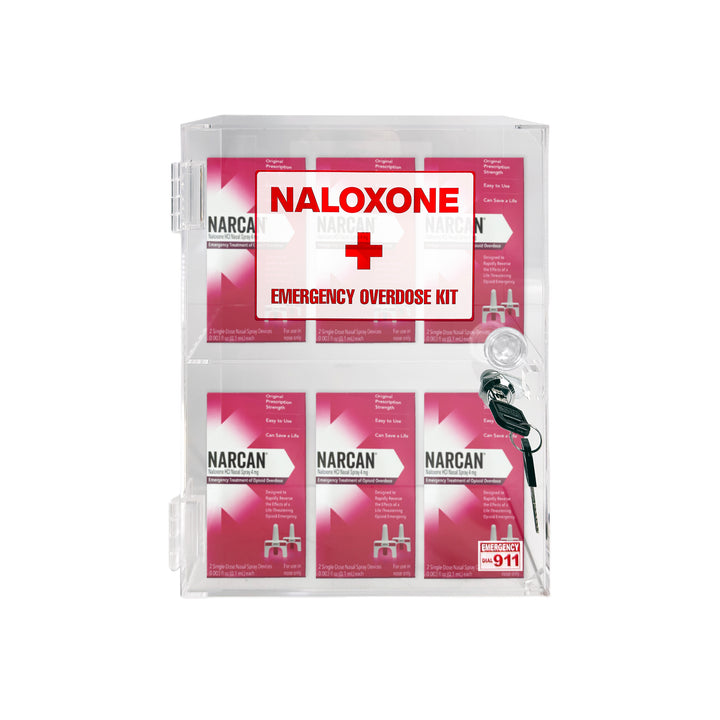 Naloxone & Bleeding Control Kit Emergency Wall Mount Cabinet (Clear)