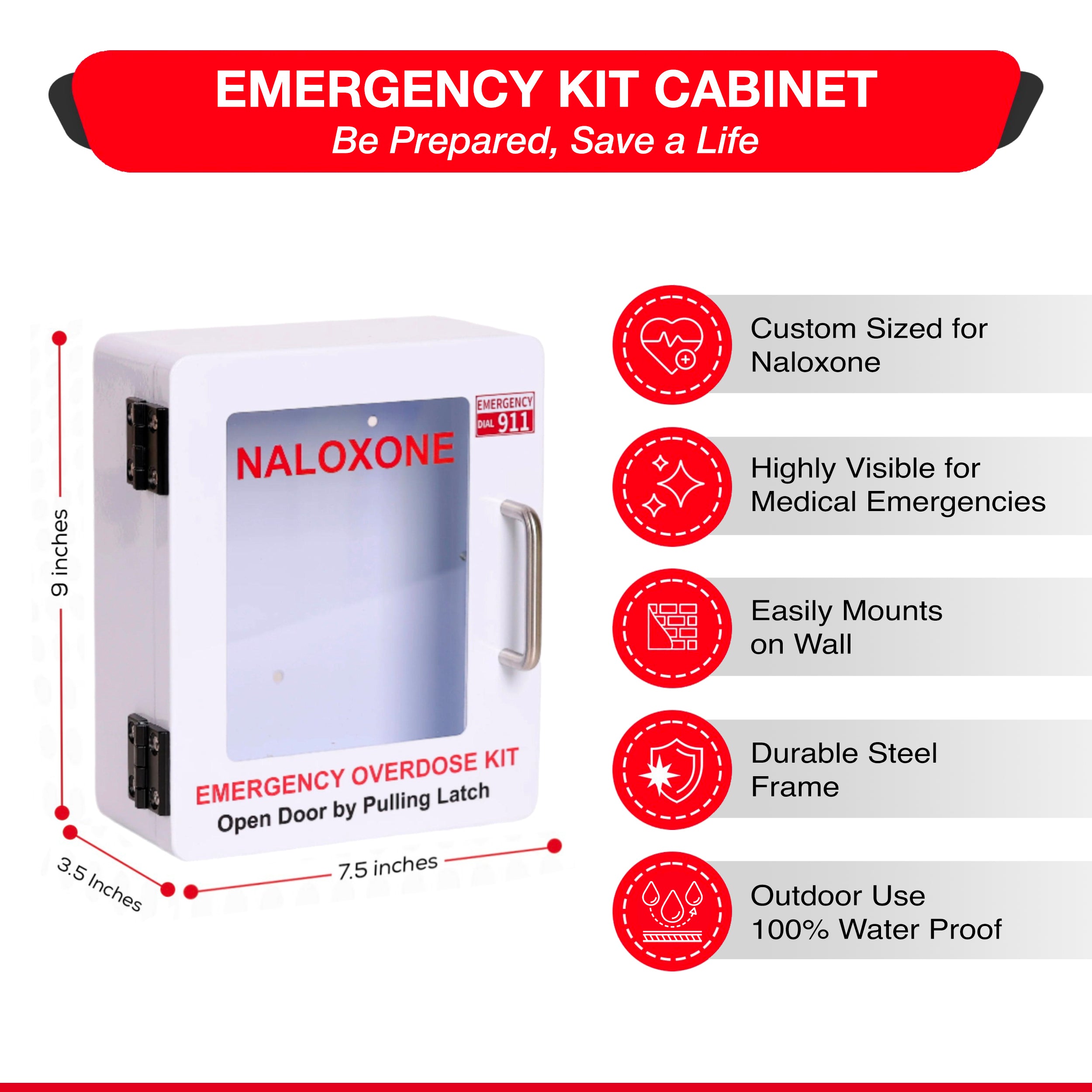 ▷ Naloxone Wall Mount Medical Cabinet | Overdose Kits