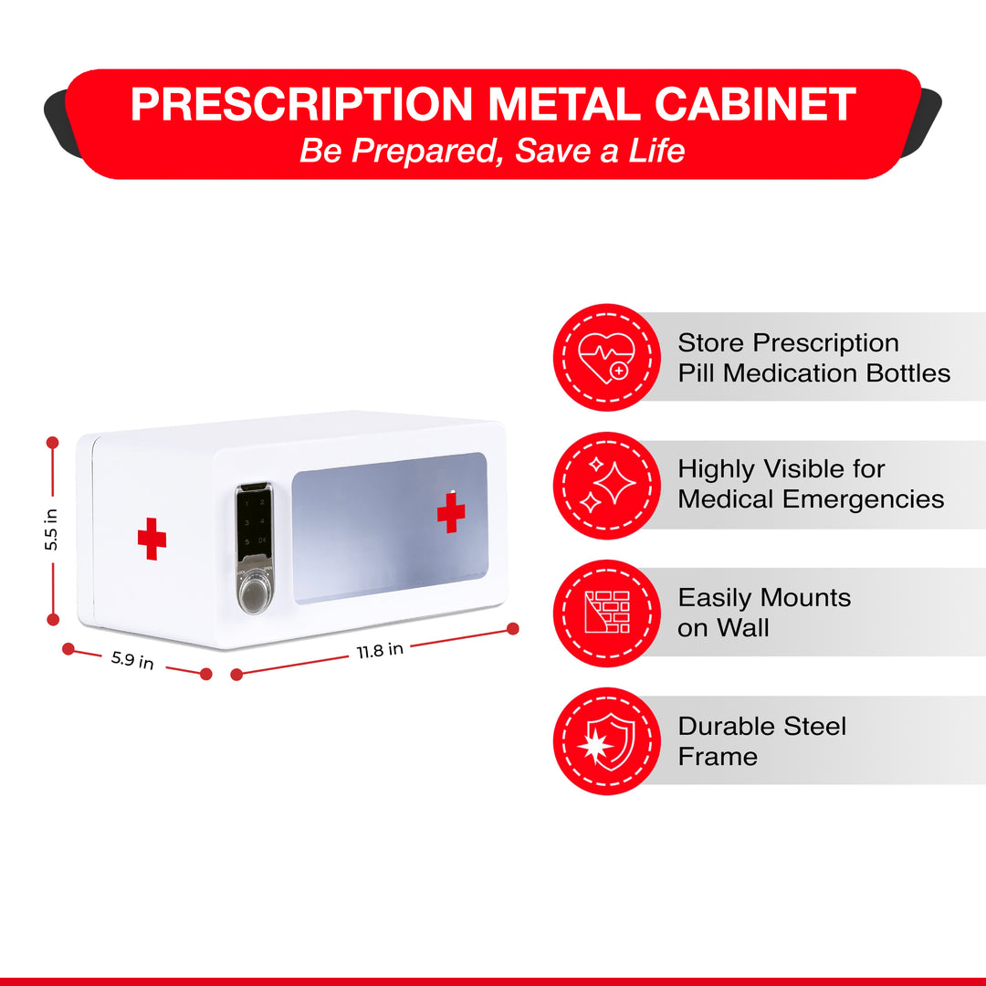 Narcotic Medicine Wall Mount Cabinet with Electronic Touch Keypad Lock for Narcotics Safe Storage | Refrigerator Medication Lock Box for Insulin